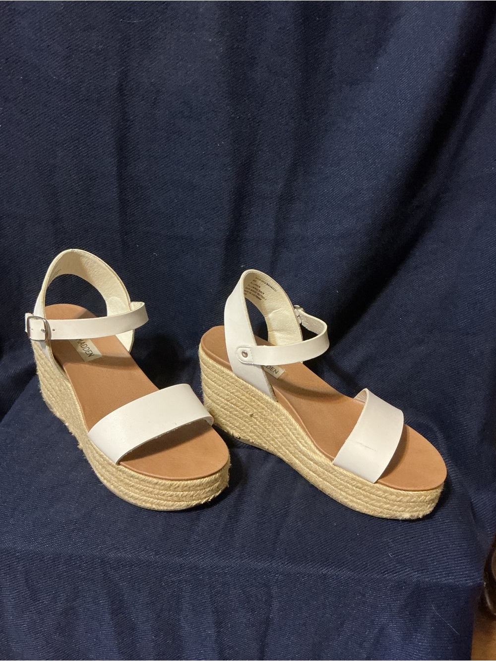 Steve Madden White Espadrille Wedge Sandals with Ankle Strap